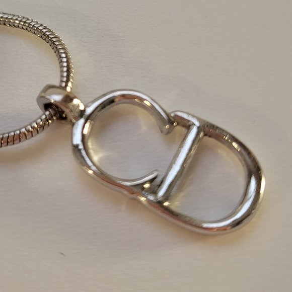 CHRISTIAN DIOR CD Logo Silver Tone Necklace - Vintage - Picture 3 of 6